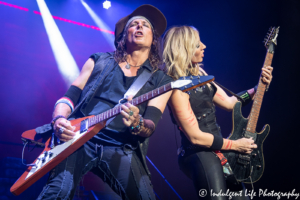 Guitarist Ryan Roxie and Nita Strauss of the Alice Cooper band performing live at Starlight Theatre in Kansas City, MO on July 26, 2019.