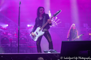 Bass guitarist Chuck Garric performing live with Alice Cooper and his band at Starlight Theatre in Kansas City, MO on July 26, 2019.