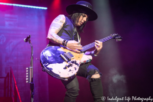 Guitarist Tommy Henriksen of Alice Cooper's band performing live at Kansas City's Starlight Theatre on July 26, 2019.