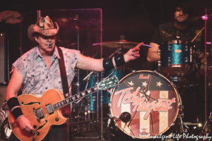 Ted Nugent live in concert with drummer Jason Hartless at Ameristar Casino Hotel Kansas City on August 2, 2019.