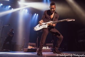 Air Supply guitarist Aaron Mclain in concert with bass player Doug Gild at Ameristar Casino in Kansas City, MO on September 28, 2019.