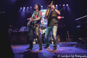 Toto guitarist Steve Lukather performing with saxophone player Warren Ham at Uptown Theater in Kansas City, MO on September 27, 2019.