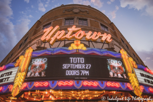 Marquee at Uptown Theater in Kansas City featuring Toto on September 27, 2019.