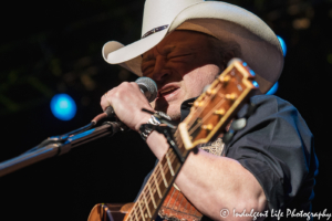 Mark Chesnutt belting a note during his performance at Ameristar Casino Hotel Kansas City on November 16, 2019.