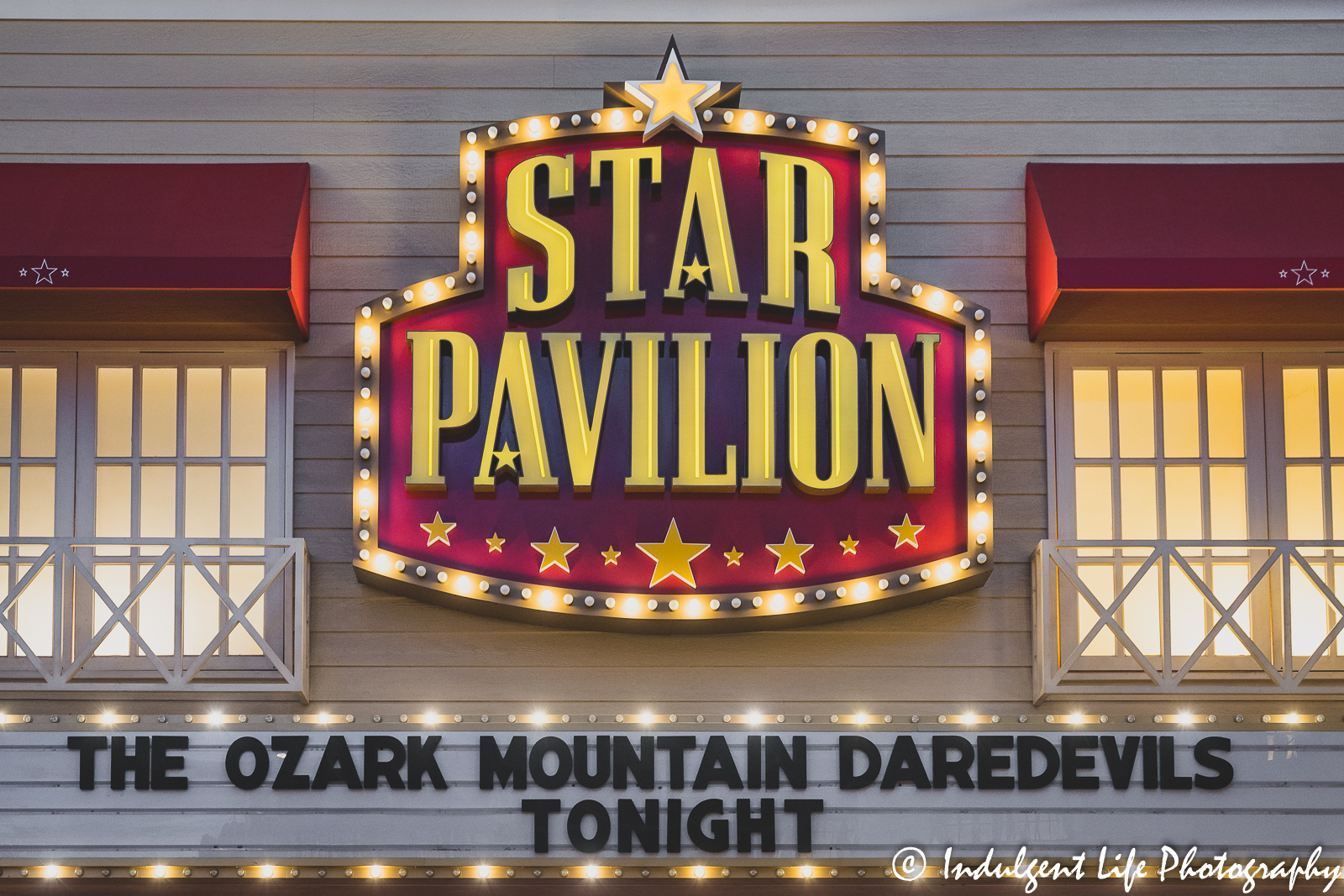 Marquee at Ameristar Casino's Star Pavilion in Kansas City, MO featuring the Ozark Mountain Daredevils on August 21, 2021.