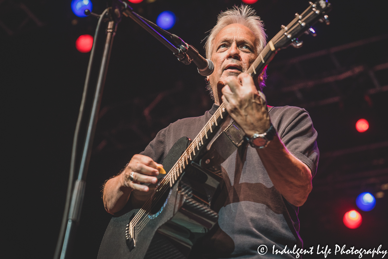 Lead singer and guitarist John Dill of the Ozark Mountain Daredevils performing live at Star Pavilion inside of Ameristar Casino in Kansas City, MO on August 21, 2021.