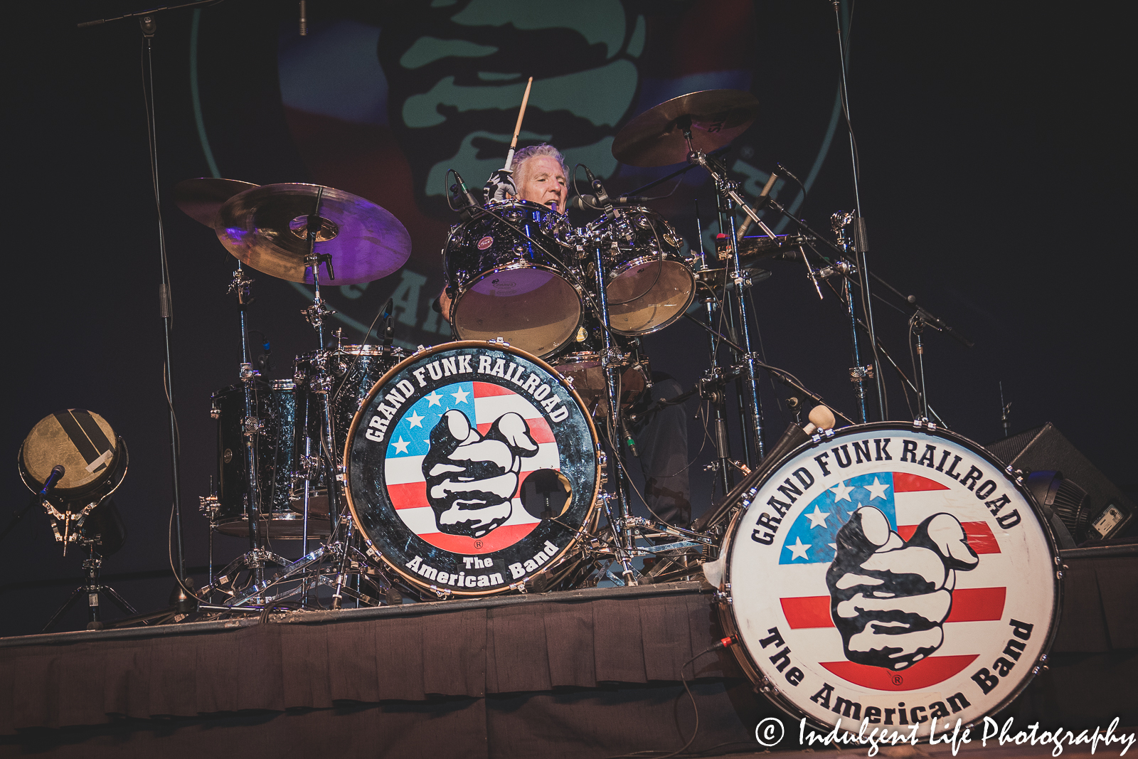 Grand Funk Railroad founding member, lead singer and drummer Don Brewer performing live at Ameristar Casino Hotel Kansas City on September 18, 2021.