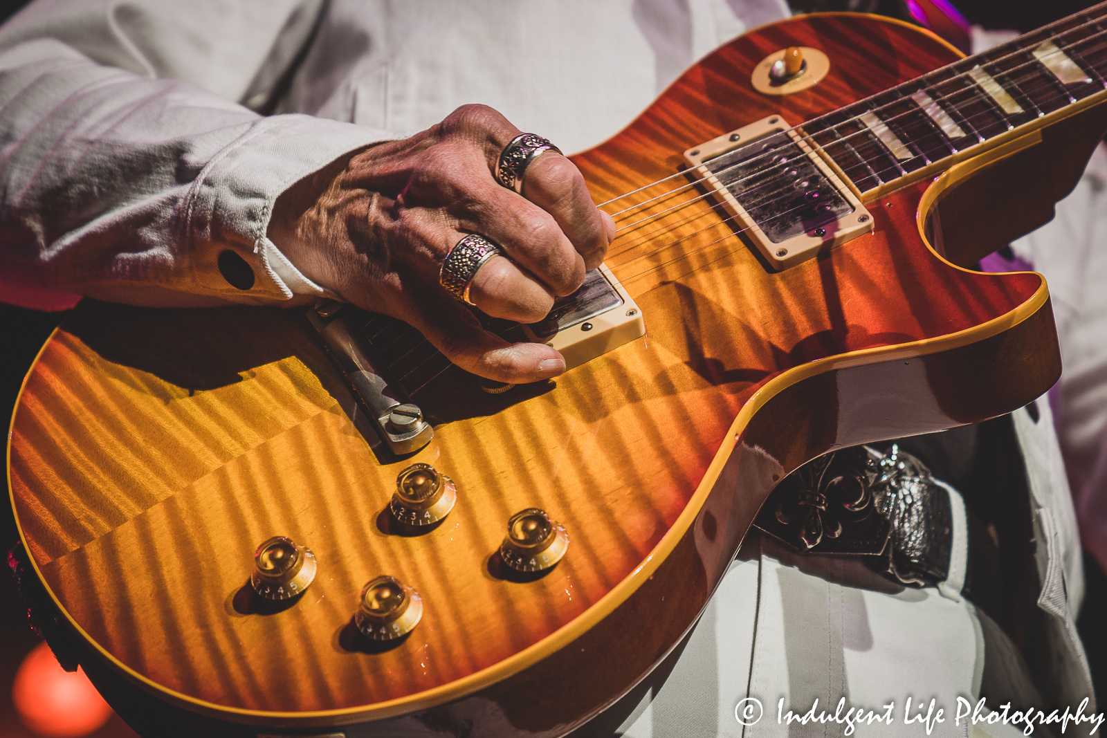 Don Felder's guitar as he performed live in concert at Ameristar Casino's Star Pavilion in Kansas City, MO on September 25, 2021.