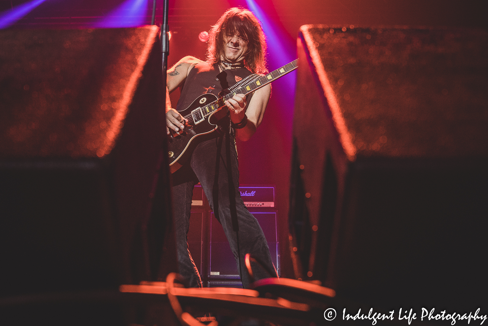 Lead guitar player Scott Griffin of Riley's L.A. Guns live in concert at Ameristar Casino Hotel Kansas City on October 1, 2021.