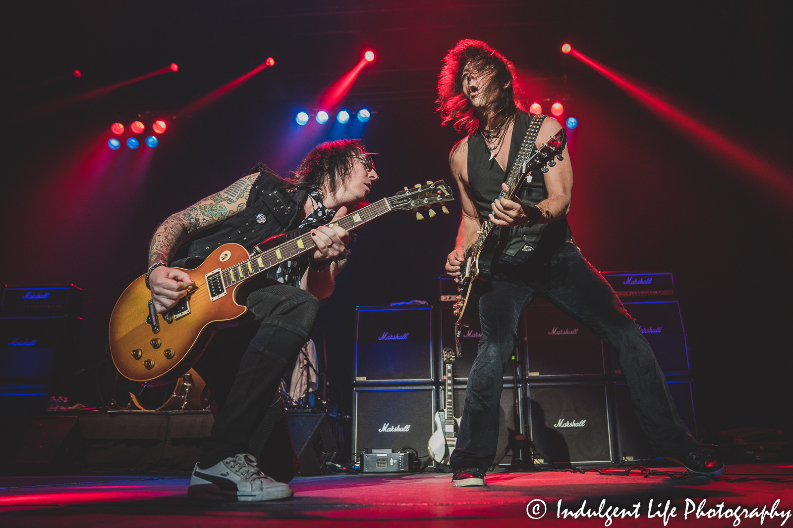 Riley's L.A. Guns members Kurt Frohlich and Scott Griffin performing live together at Star Pavilion inside of Ameristar Casino in Kansas City, MO on October 1, 2021.