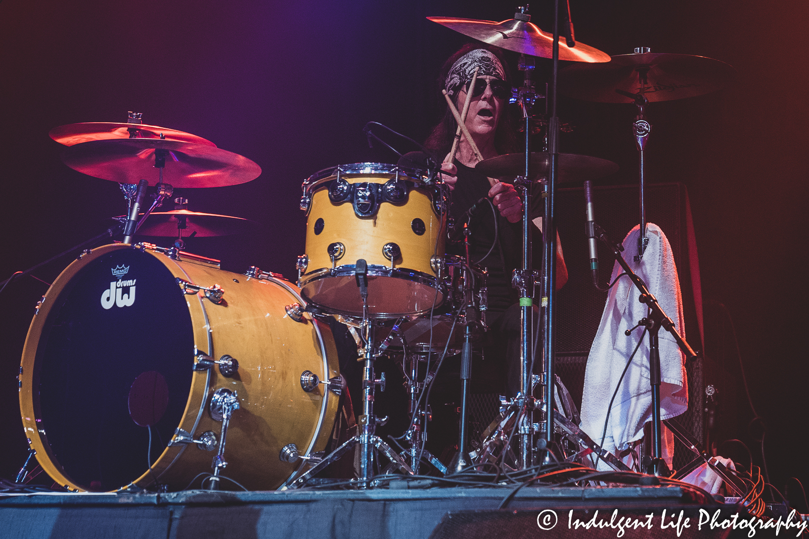 Drummer Steve Riley of L.A. Guns playing live concert at Ameristar Casino in Kansas City, MO on October 1, 2021.