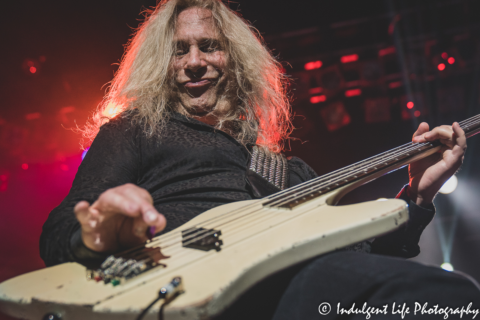 Slaughter band bass guitar player Dana Strum playing live at Ameristar Casino in Kansas City, MO on October 1, 2021.