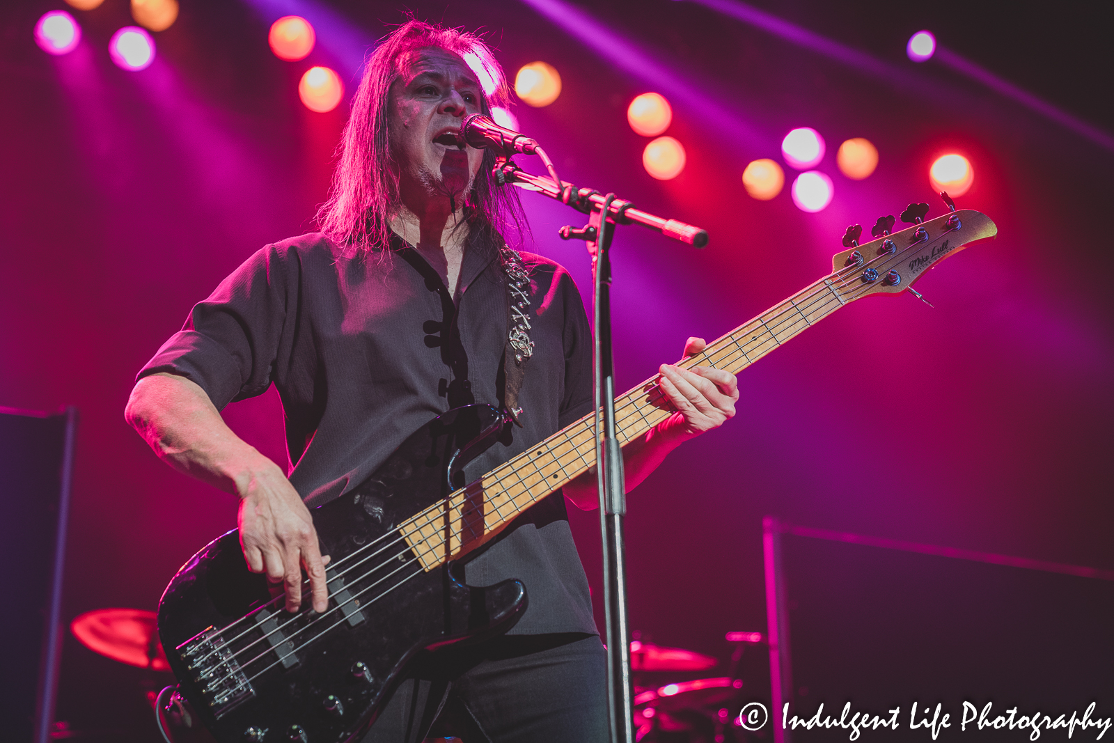 Queensryche bass guitarist Eddie Jackson live in concert at Ameristar Casino's Star Pavilion in Kansas City, MO on November 12, 2021.