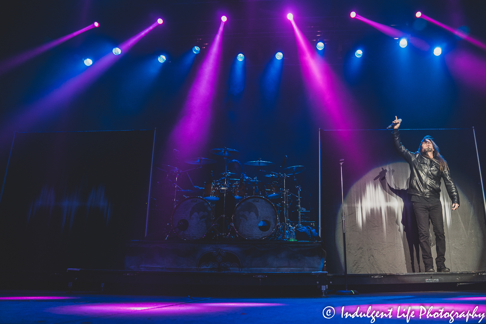 Frontman Todd La Torre and drummer Casey Grillo of Queensryche performing live at Star Pavilion inside of Ameristar Casino in Kansas City, MO on November 12, 2021.