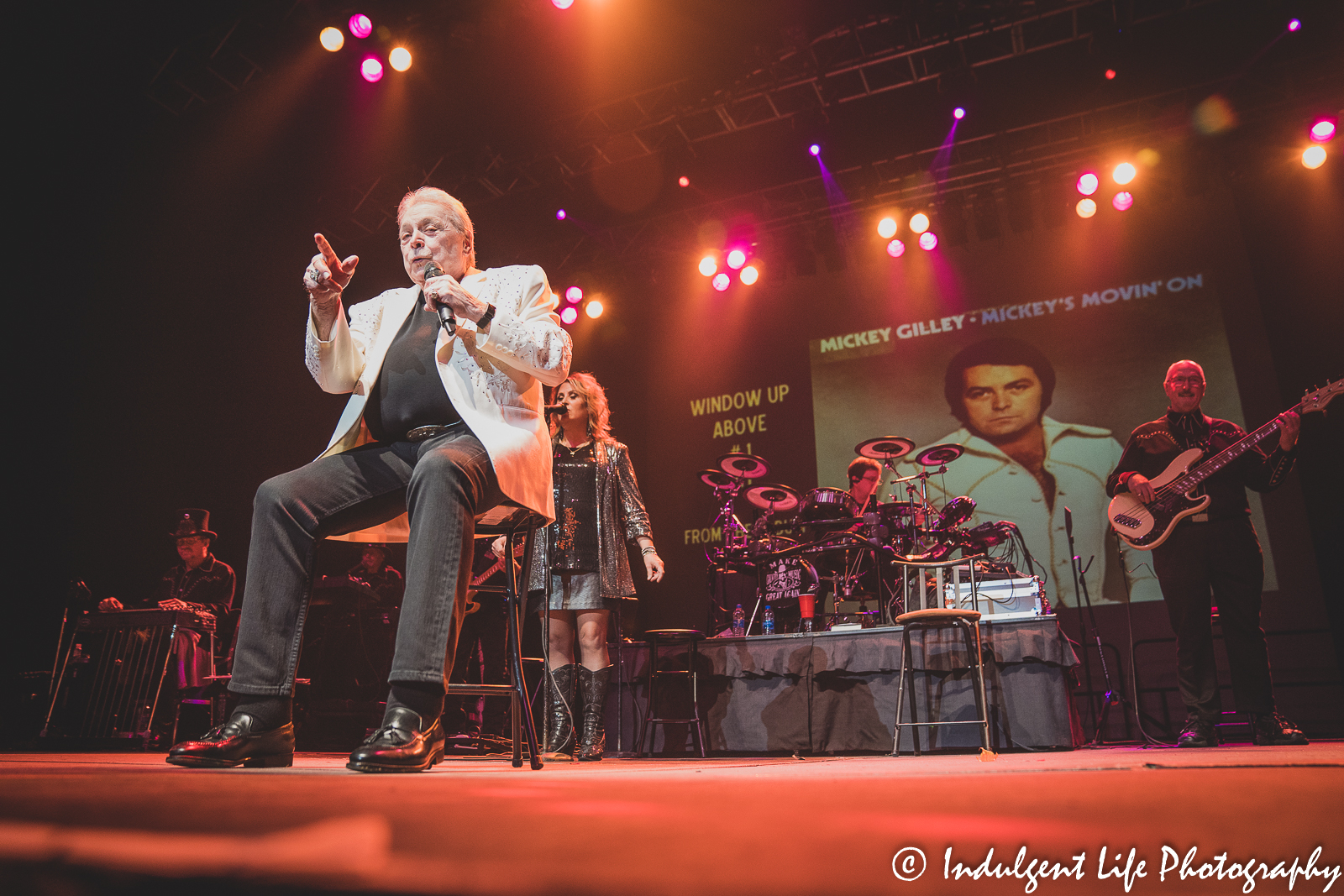 Urban Cowboy Mickey Gilley performing the song "Window Up Above" during his concert at Star Pavilion inside of Ameristar Casino in Kansas City, MO on November 13, 2021.