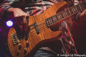 Bass guitar of Little River Band frontman Wayne Nelson as he plays live in concert at Ameristar Casino Hotel in Kansas City, MO on January 15, 2022.