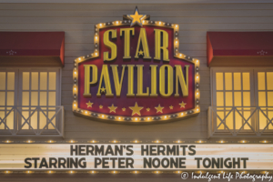 Star Pavilion marquee at Ameristar Casino in Kansas City, MO featuring Herman's Hermits Starring Peter Noone on January 28, 2022.