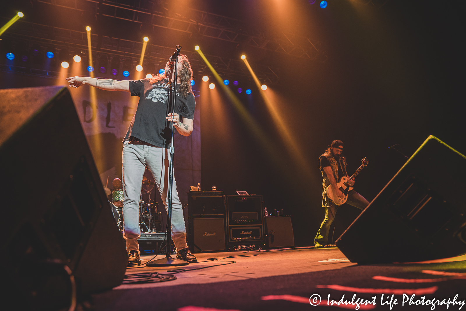 Candlebox lead singer Kevin Martin performing with drummer BJ Kerwin and guitarist Brian Quinn at Star Pavilion inside of Ameristar Casino in Kansas City, MO on March 18, 2022.