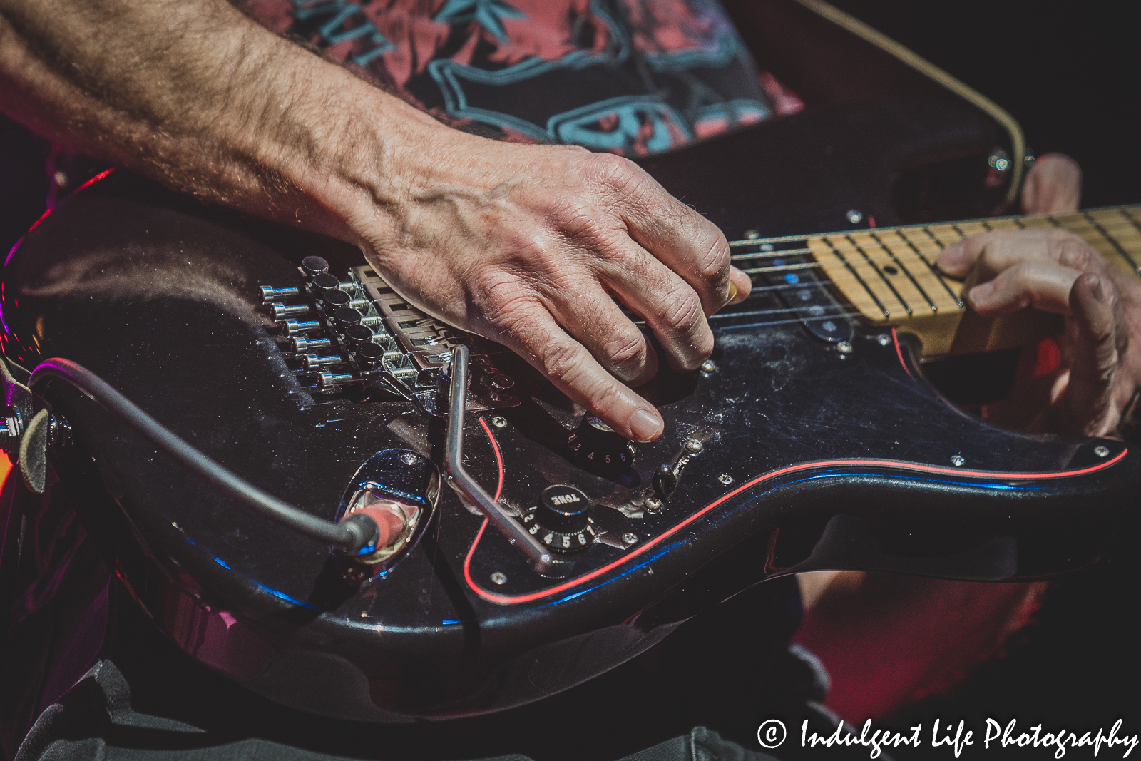 Guitar of Shooting Star band member Chet Galloway during a live performance at Ameristar Casino Hotel Kansas City on April 9, 2022.