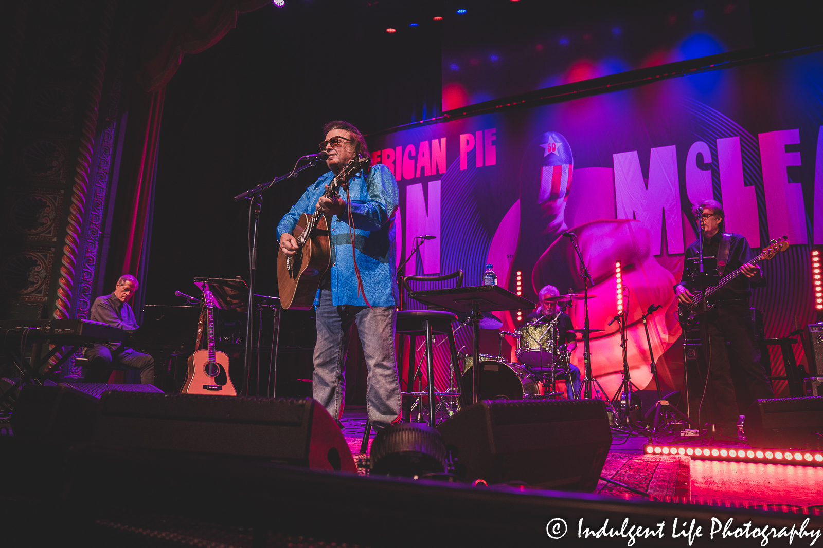 Don McLean performing live on the Uptown Theater stage in Kansas City, MO on April 29, 2022.