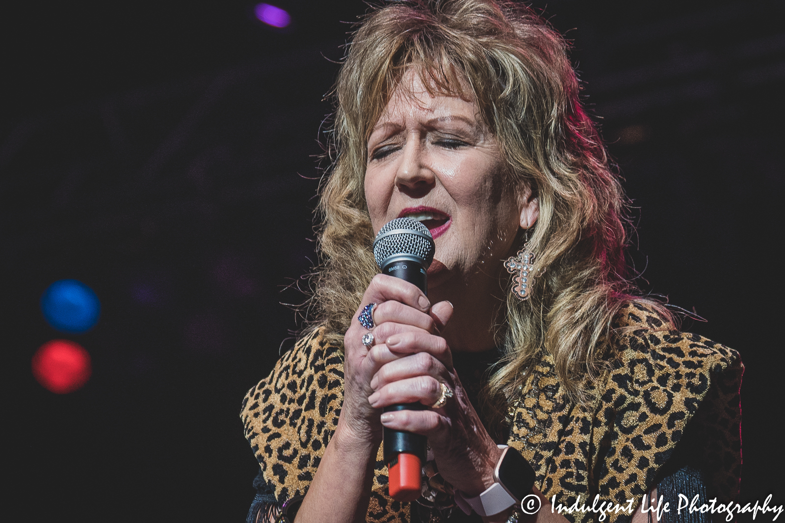 Carrie Moore of country duo Moore & Moore performing live in concert at Ameristar Casino's Star Pavilion in Kansas City, MO on April 23, 2022.