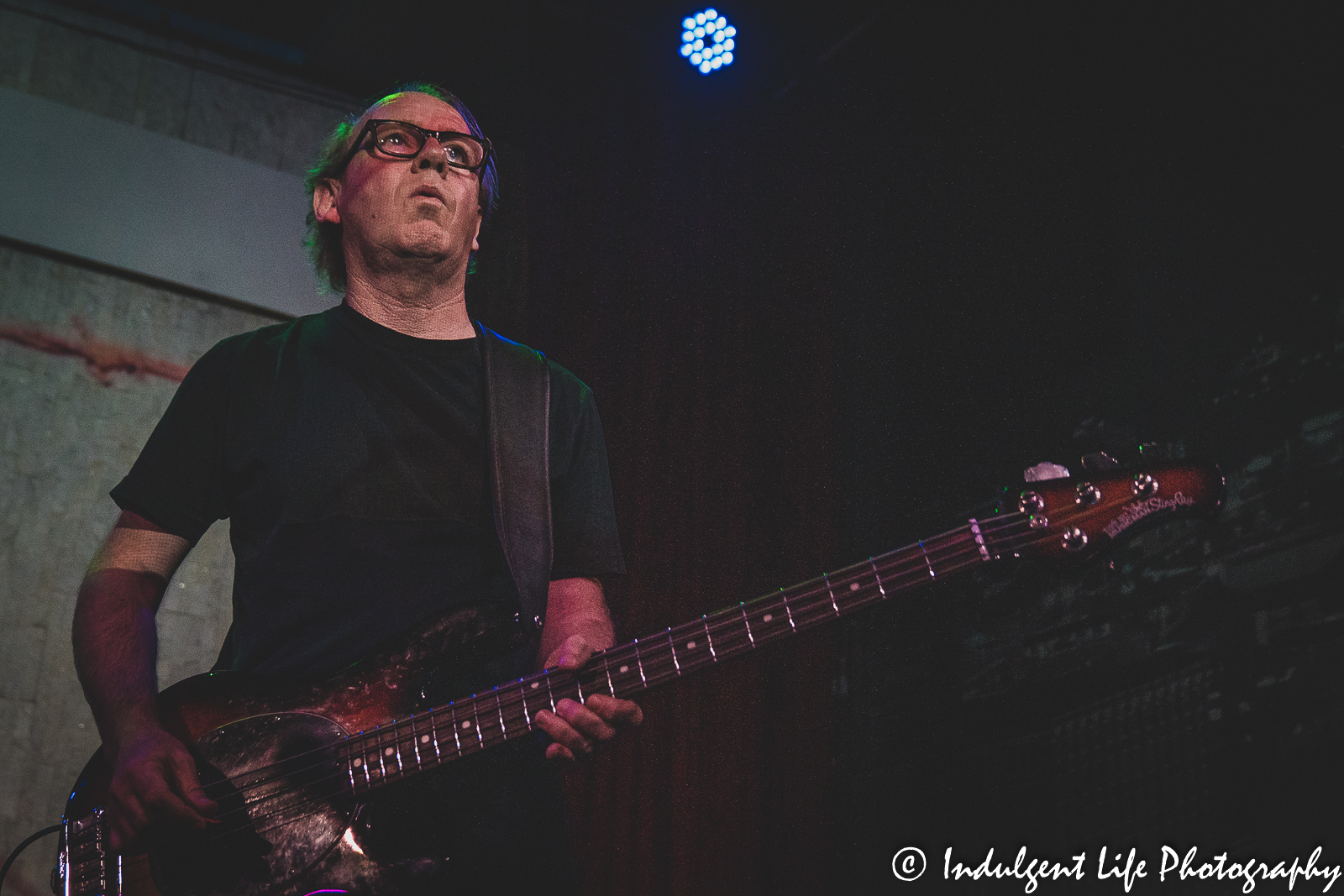 Modern English bass guitarist Michael Conroy performing live at the recordBar in downtown Kansas City, MO on June 24, 2022.