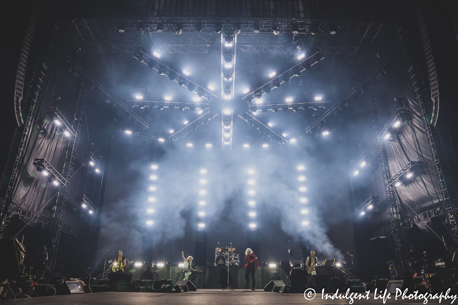 Def Leppard live during the bands stadium tour concert at Kauffman Stadium in Kansas City, MO on July 19, 2022.