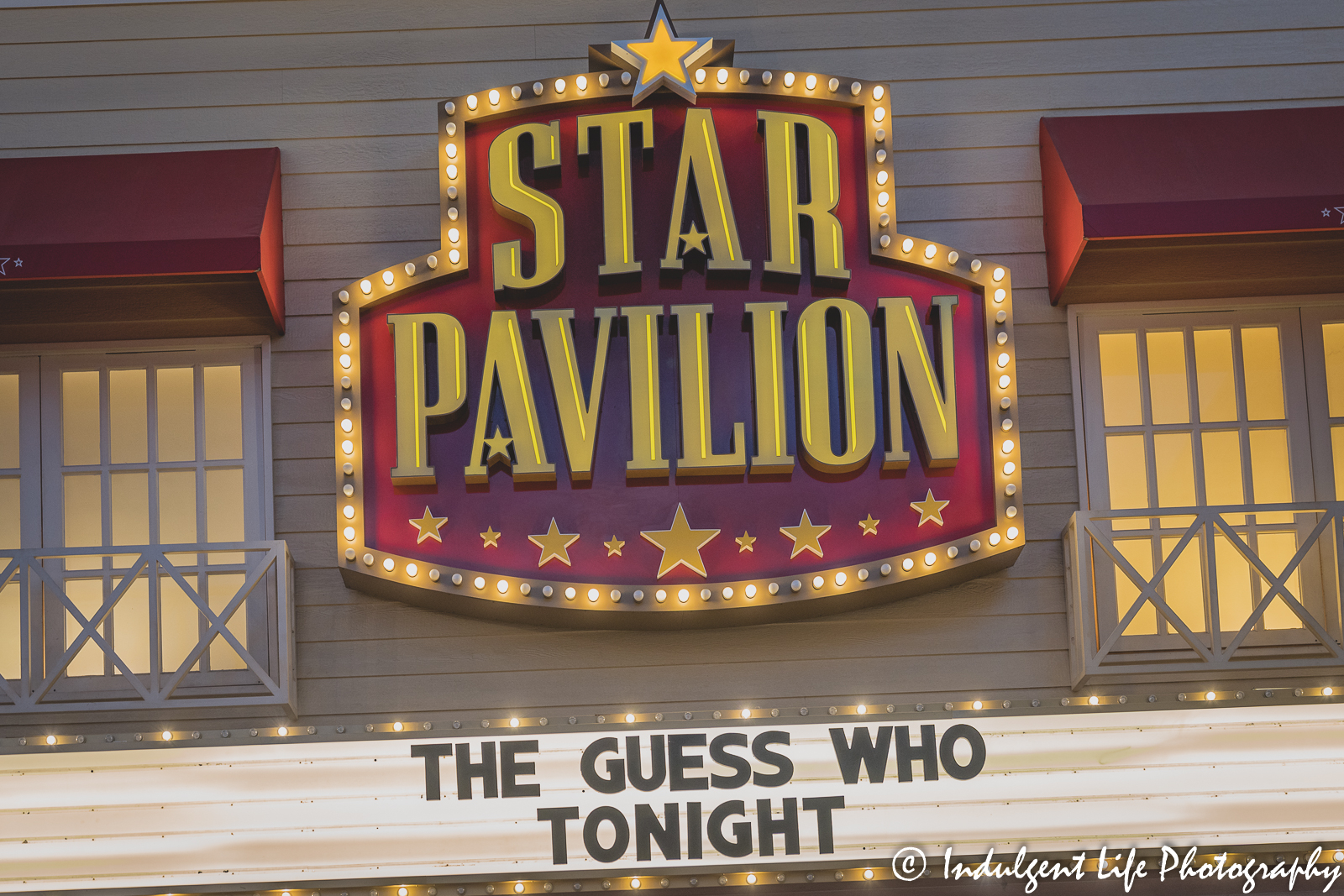 Star Pavilion marquee at Ameristar Casino in Kansas City, MO featuring The Guess Who on September 9, 2022.