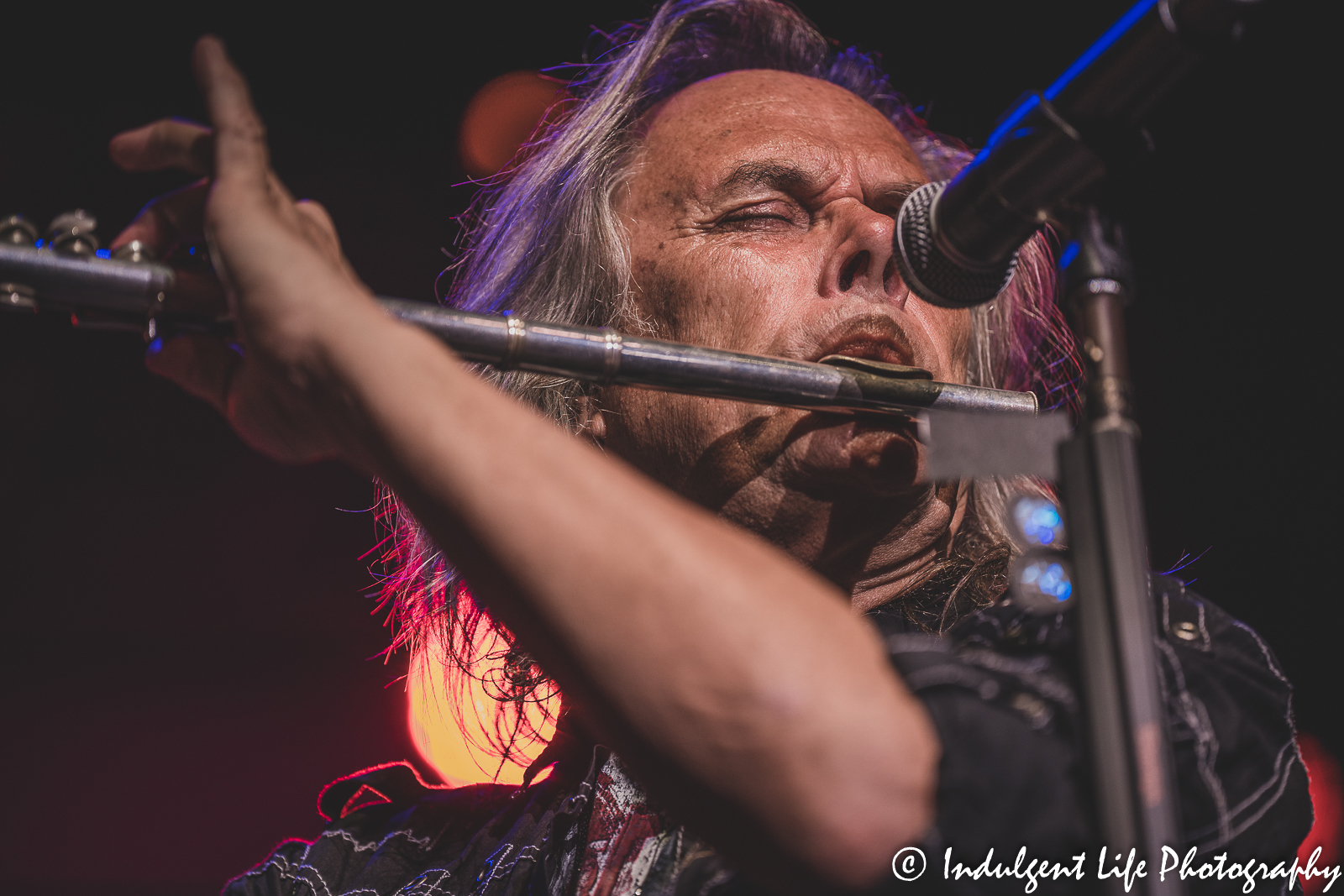 Multi-instrumentalist Leonard Shaw of The Guess Who playing the flute at Star Pavilion inside of Ameristar Casino in Kansas City, MO on September 9, 2022.