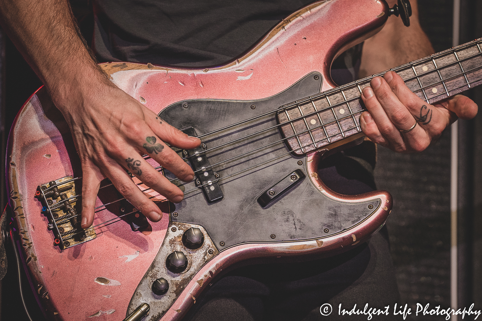 Bass guitar of The Guess Who's Michael Devin as he played at Star Pavilion in of Ameristar Casino in Kansas City, MO September 9, 2022.