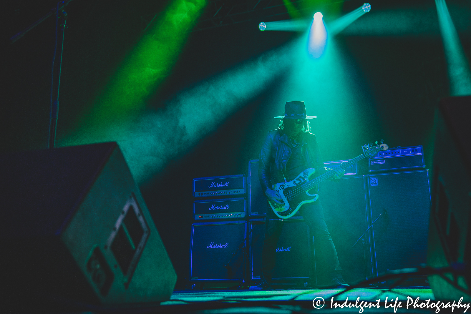 Bass player Kelly Nickels of Riley's L.A. Guns performing live in concert at Ameristar Casino in Kansas City, MO on October 8, 2022.