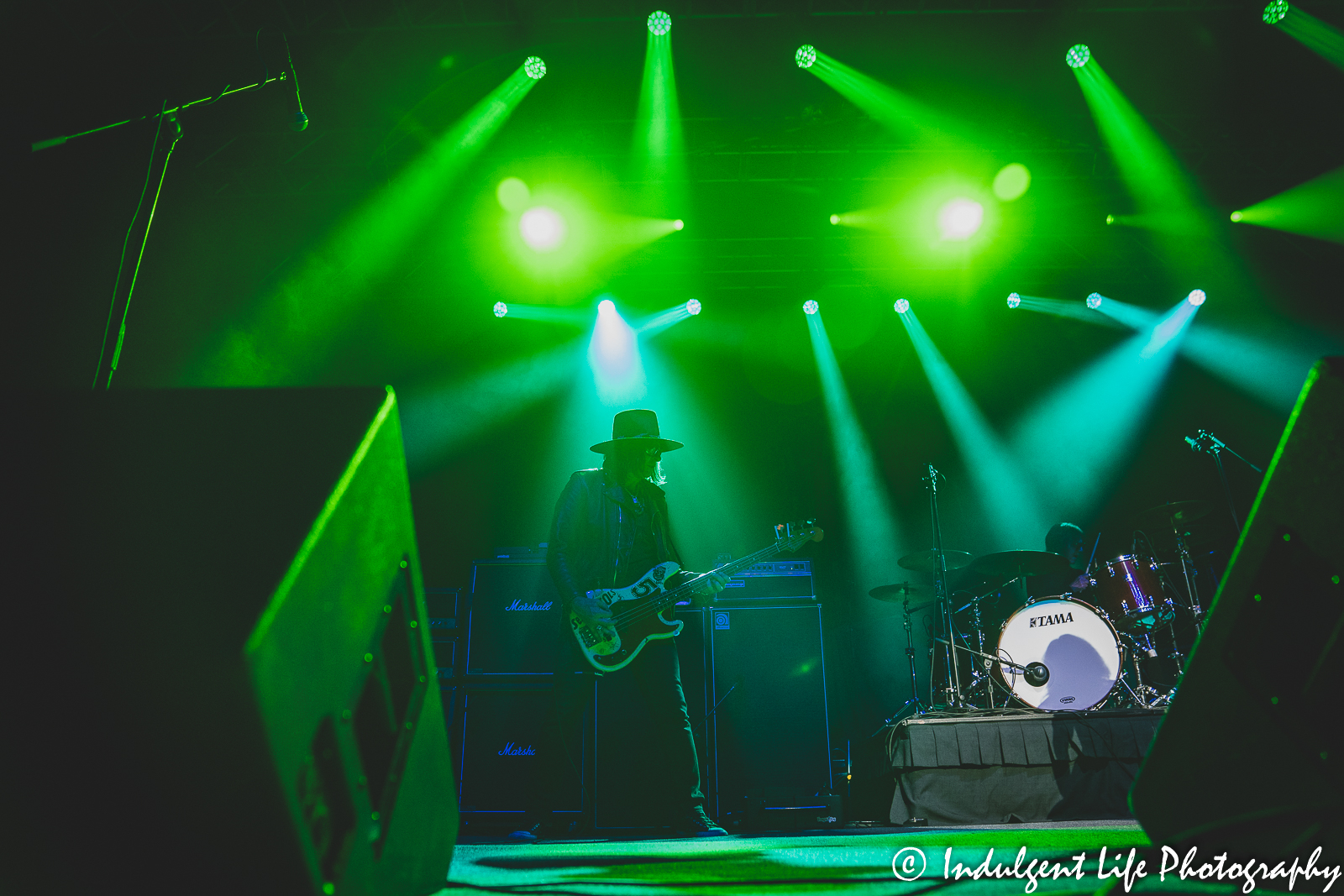 Bass guitar player Kelly Nickels and drummer Steve Riley of Riley's L.A. Guns live in concert together at Ameristar Casino in Kansas City, MO on October 8, 2022.