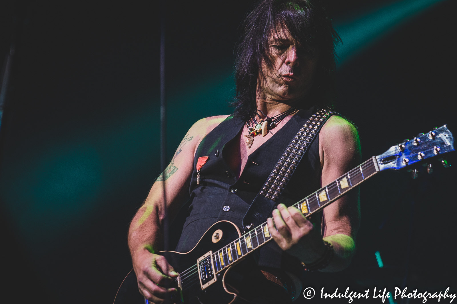 Riley's L.A. Guns lead guitar player Scott Griffin playing live at Star Pavilion inside of Ameristar Casino in Kansas City, MO on October 8, 2022.