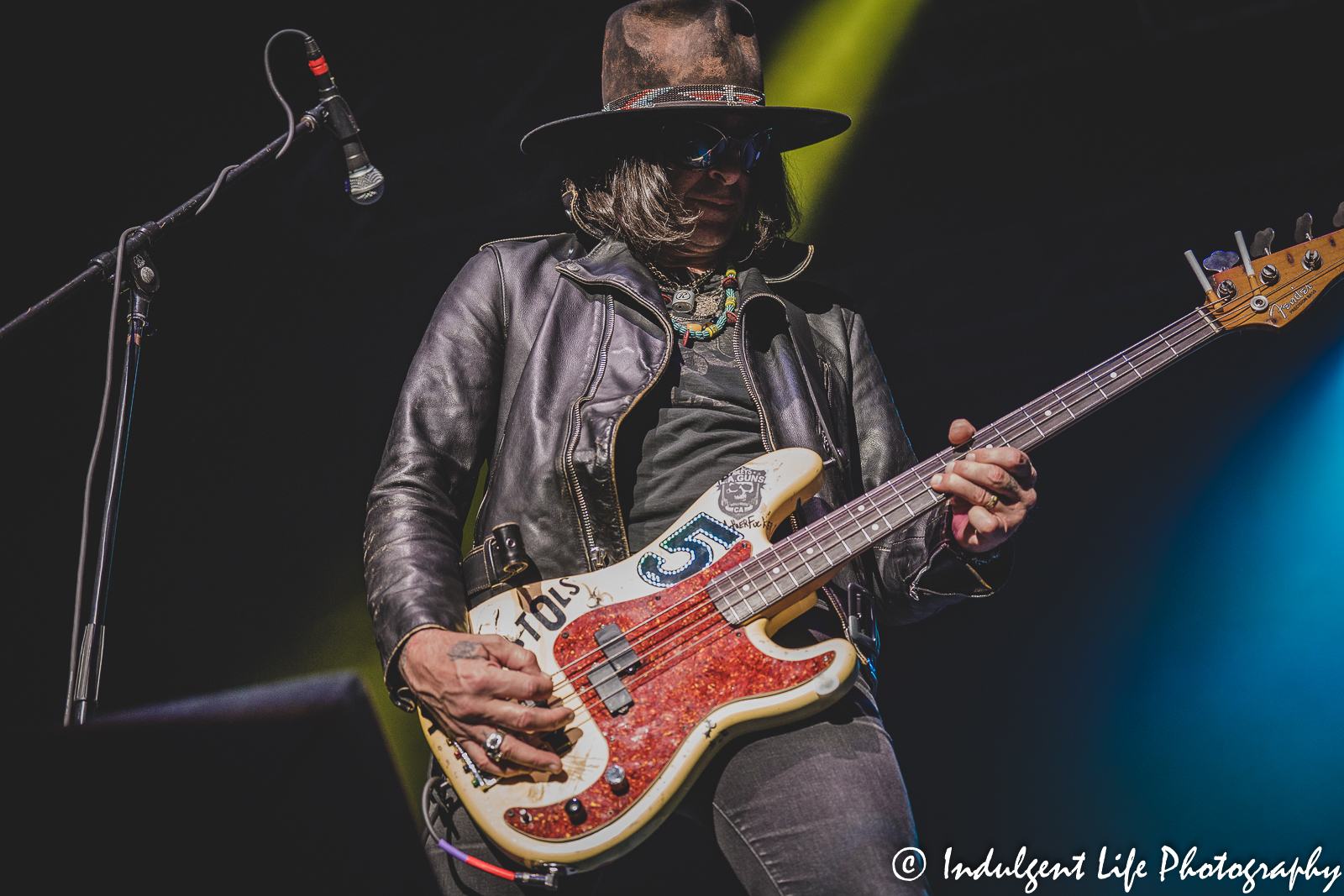 Riley's L.A. Guns bass guitarist Kelly Nickels playing live at Star Pavilion inside of Ameristar Casino in Kansas City, MO on October 8, 2022.