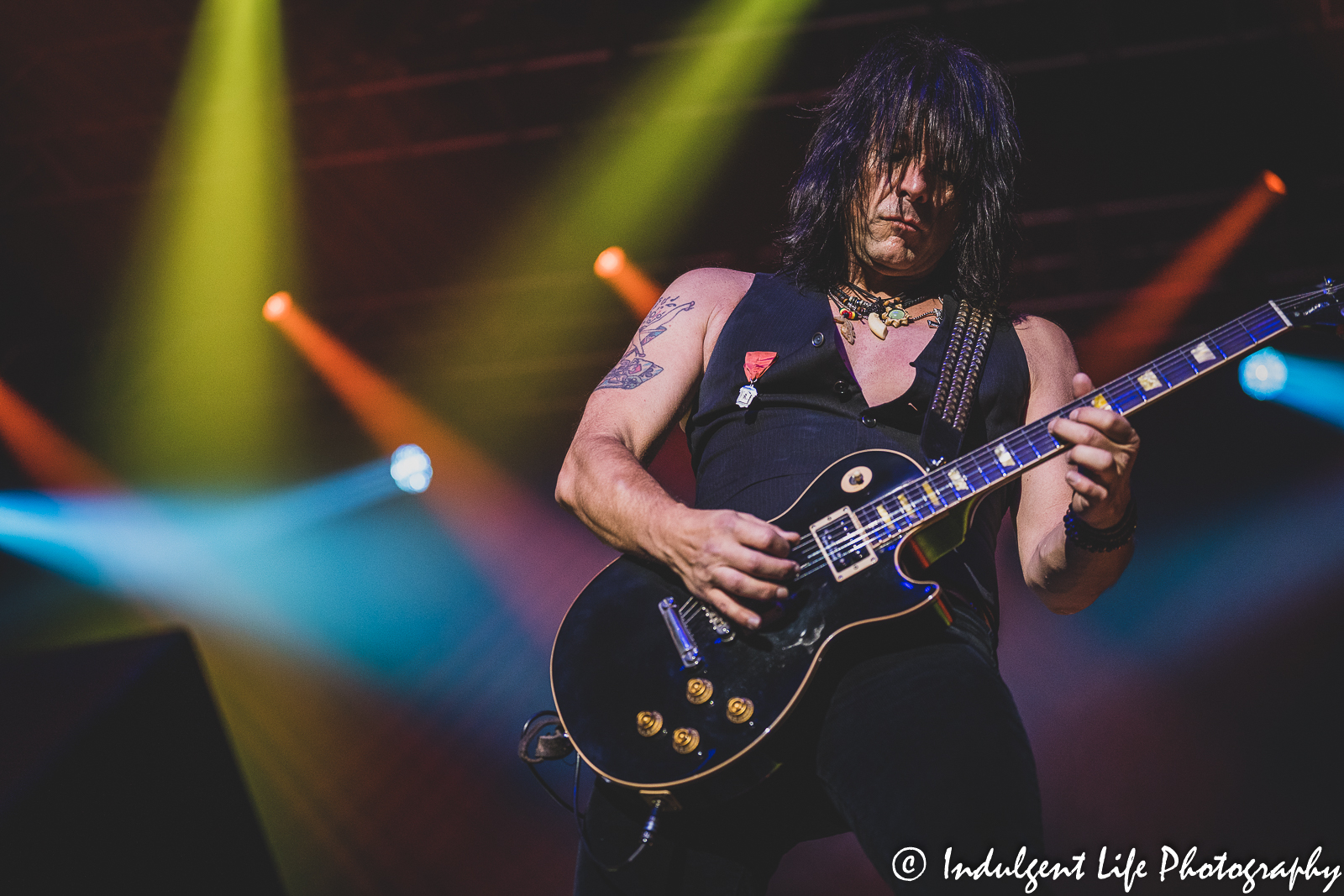 Riley's L.A. Guns guitar player Scott Griffin performing live in concert at Star Pavilion inside of Ameristar Casino in Kansas City, MO on October 8, 2022.