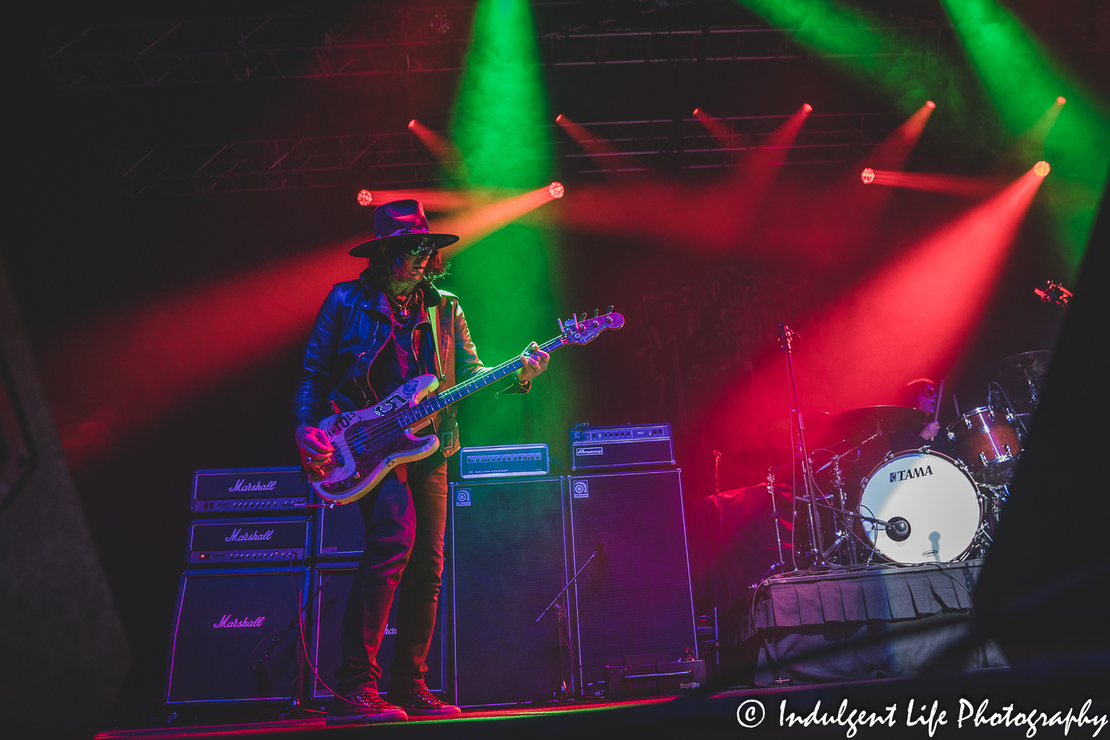 Bass guitarist Kelly Nickels and drummer Steve Riley of Riley's L.A. Guns performing live together at Ameristar Casino in Kansas City, MO on October 8, 2022.