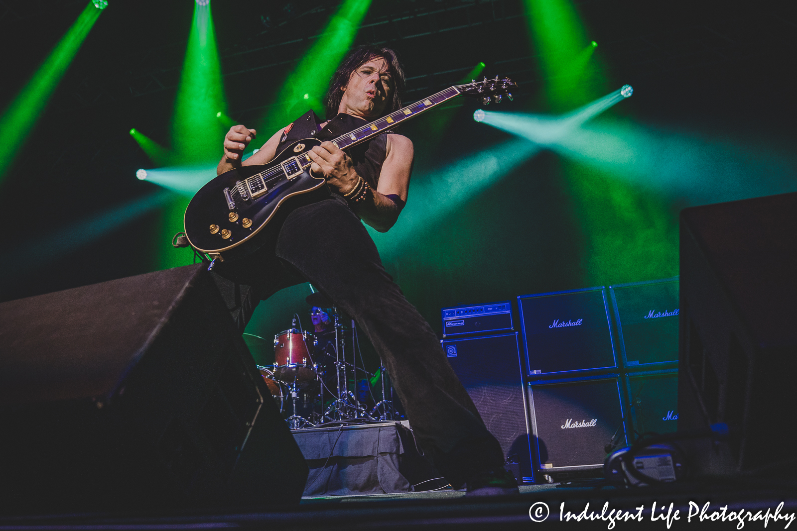 Guitarist Scott Griffin and drummer Steve Riley of Riley's L.A. Guns in concert together at Ameristar Casino Hotel Kansas City on October 8, 2022.