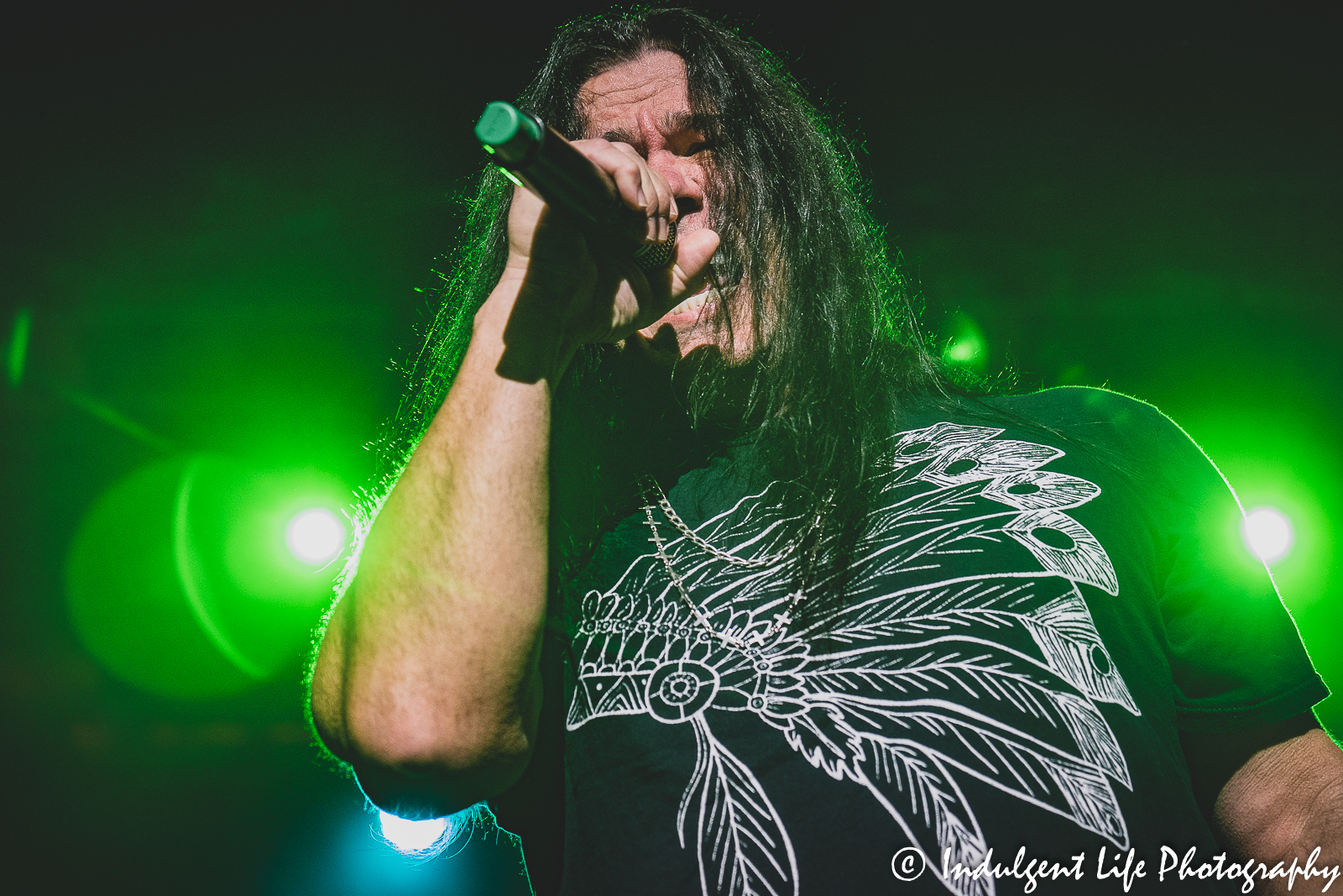 Slaughter band lead vocalist Mark Slaughter singing live at Ameristar Casino in Kansas City, MO on October 8, 2022.