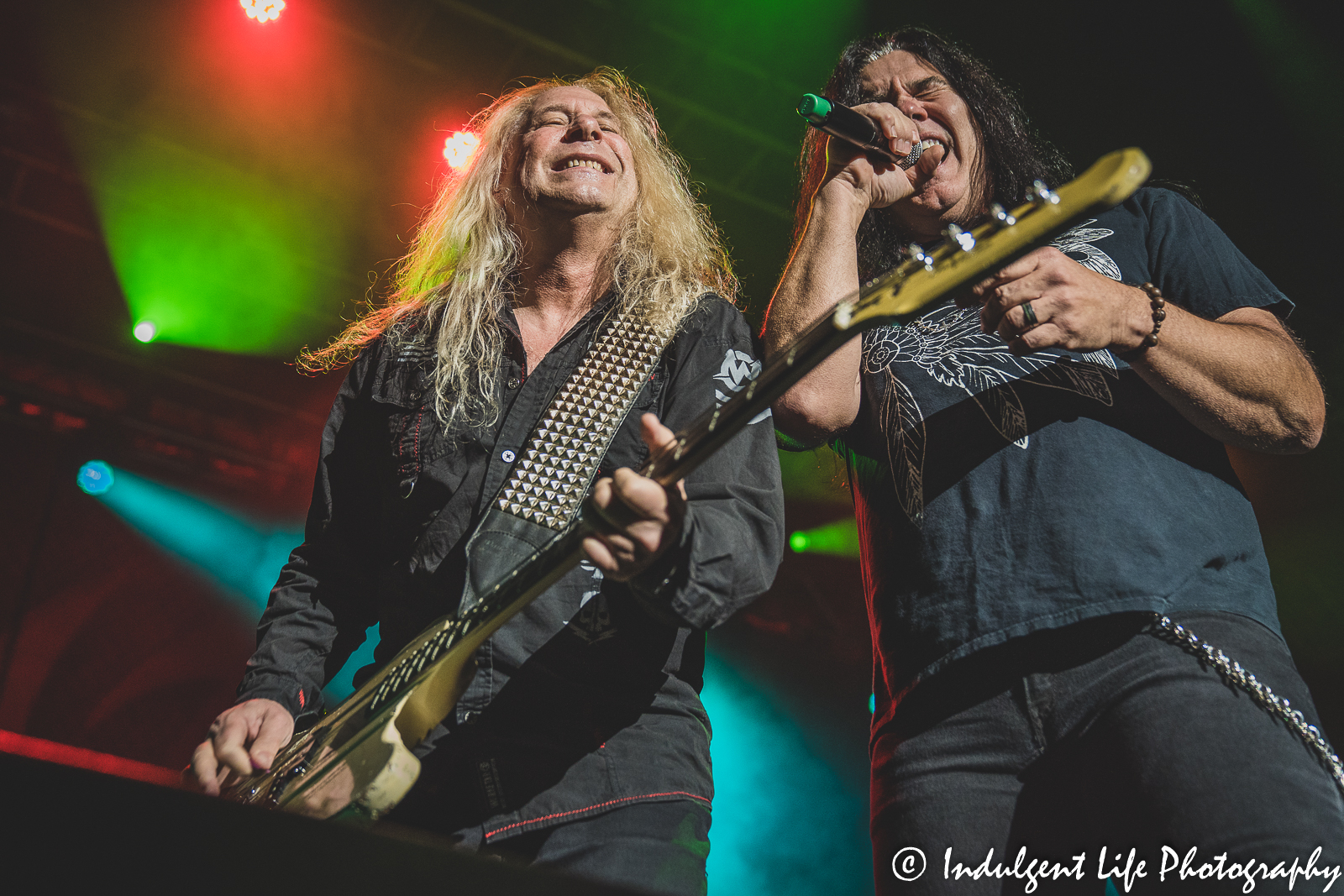 Slaughter band members Mark Slaughter and Dana Strum playing live together at Ameristar Casino's Star Pavilion in Kansas City, MO on October 8, 2022.