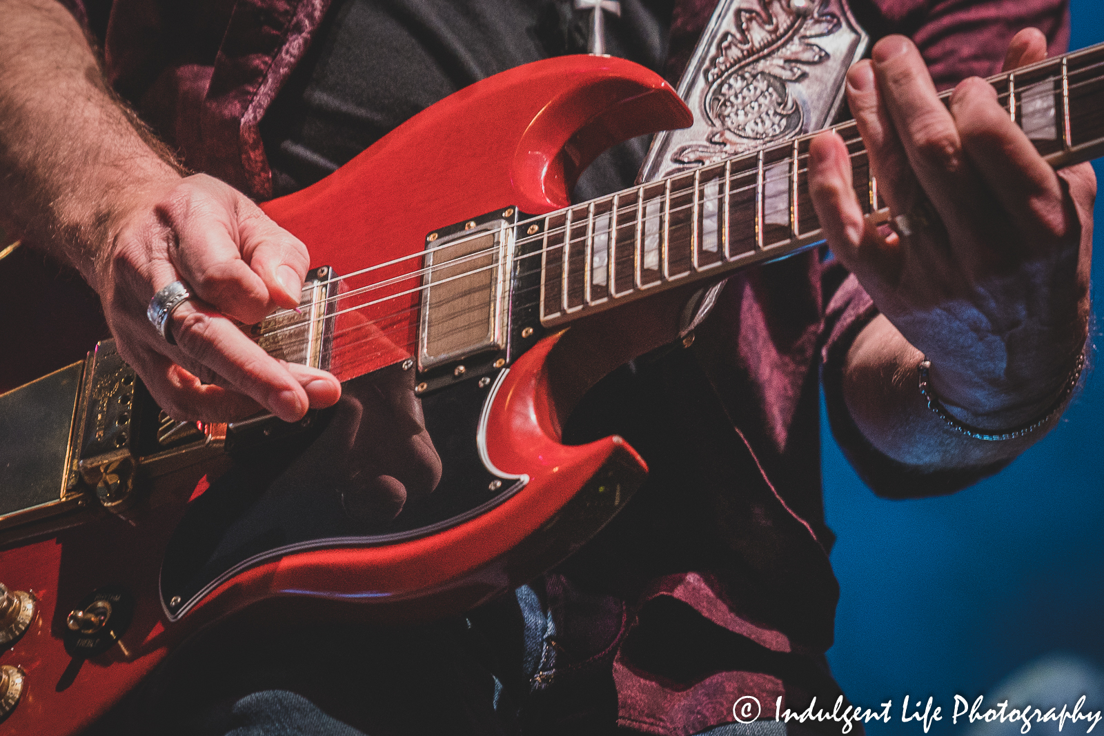 Guitar of Sister Hazel band member Ryan Newell as he played live at Star Pavilion inside of Ameristar Casino on Kansas city, MO on October 21, 2022.