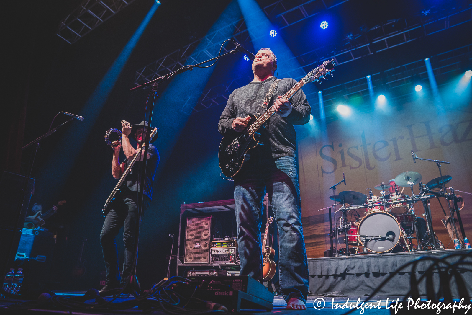 Sister Hazel members Drew Copeland, Jett Beres and Mark Trojanowski performing together at Ameristar Casino in Kansas City, MO on October 21, 2022.