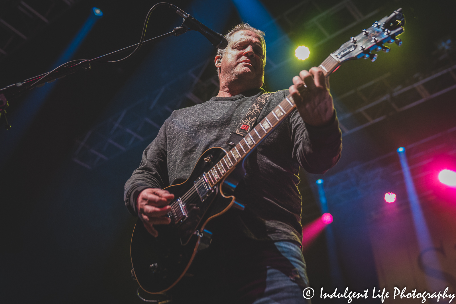 Rhythm guitarist Drew Copeland of Sister Hazel live in concert at Ameristar Casino's Star Pavilion in Kansas City, MO on October 21, 2022.