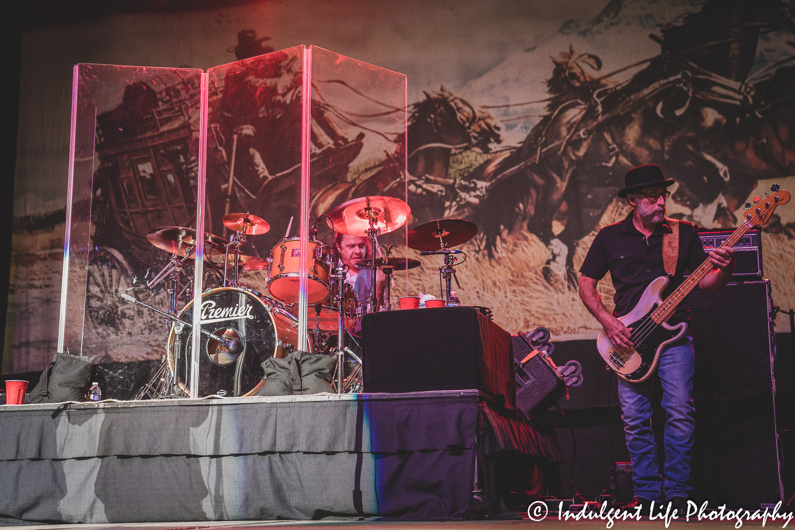 Bass guitarist Tony Black and drummer B.B. Borden of The Marshall Tucker Band performing live at Ameristar Casino's Star Pavilion in Kansas City, MO on October 28, 2022.