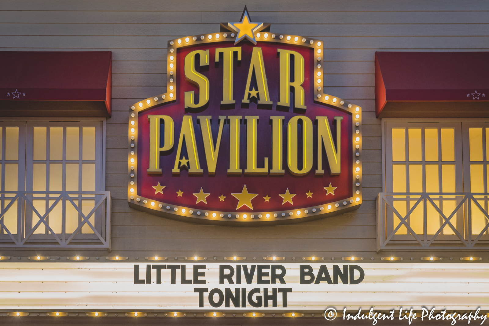 Star Pavilion marquee at Ameristar Casino in Kansas City, MO featuring Little River Band on March 25, 2023.