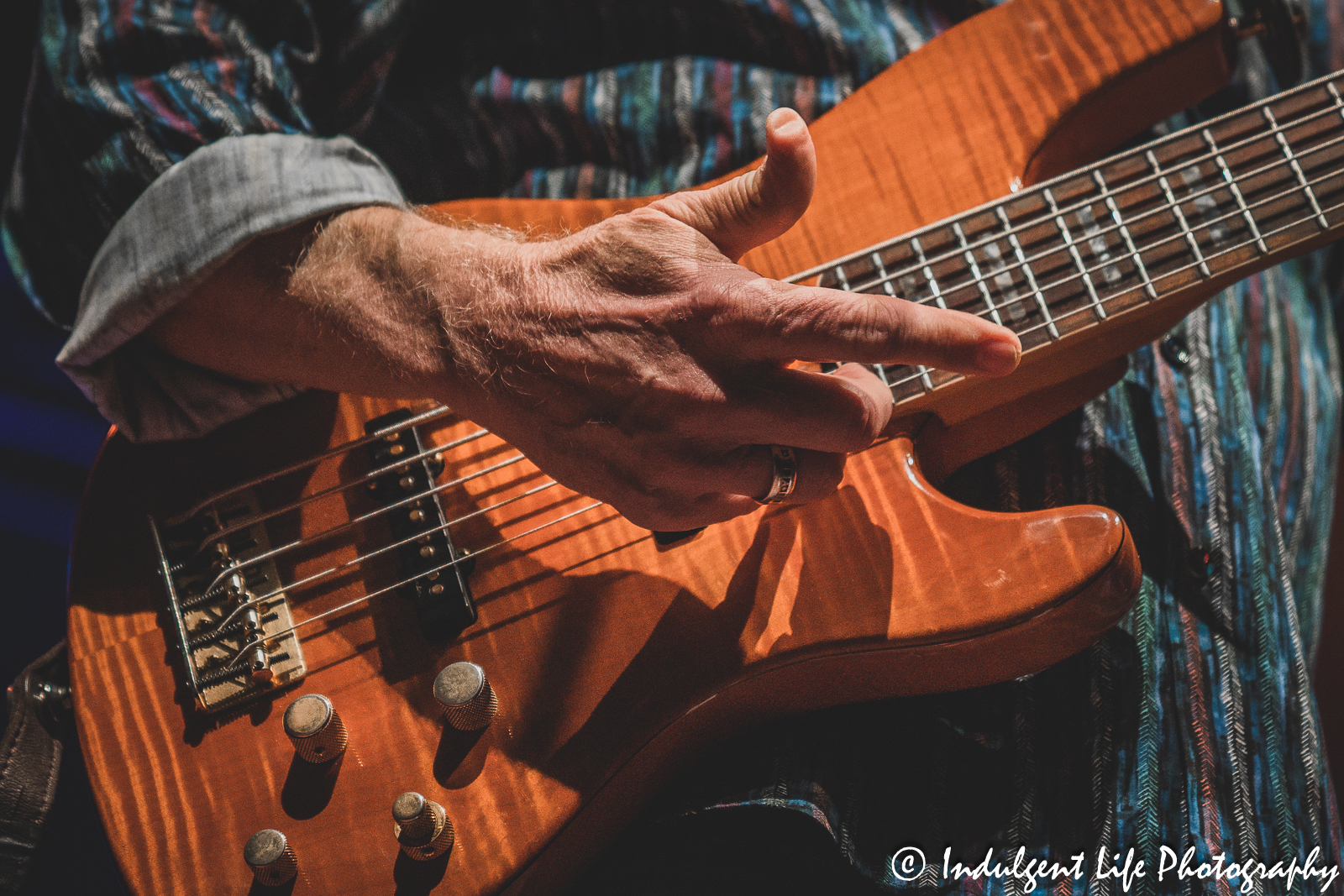 Bass guitarist of LRB lead singer Wayne Nelson as he performs live at Ameristar Casino in Kansas City, MO on March 25, 2023.