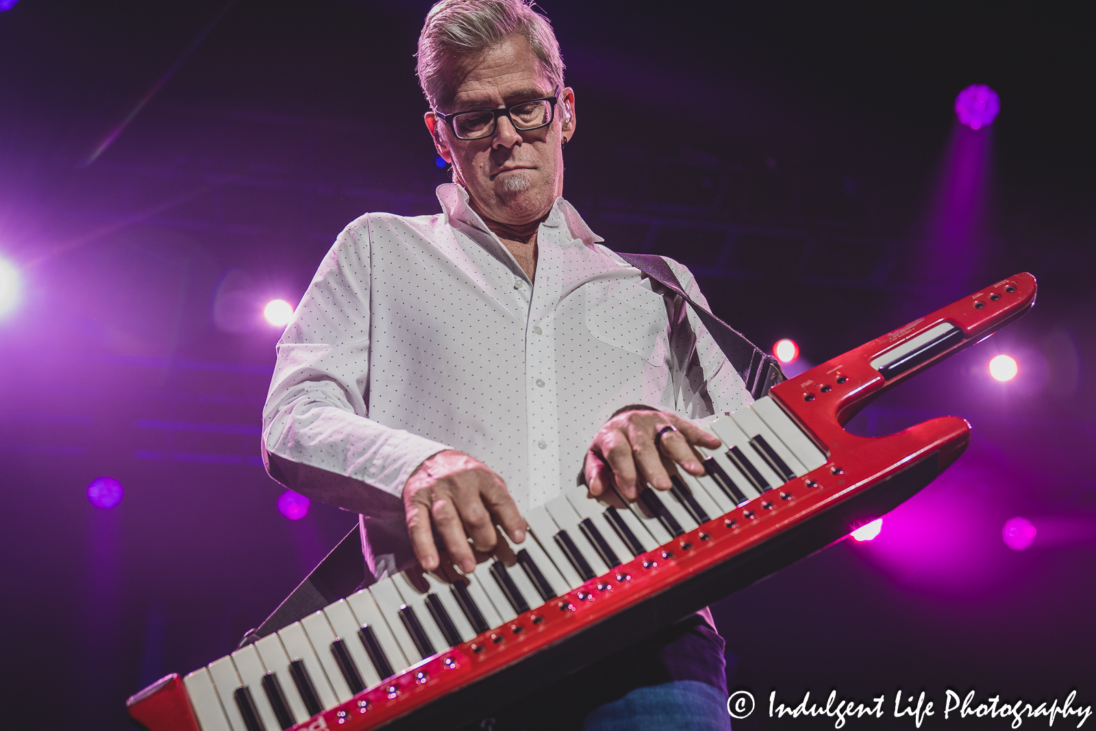 Chris Marion of LRB jamming on the keytar at Ameristar Casino's Star Pavilion in Kansas City, MO on March 25, 2023.