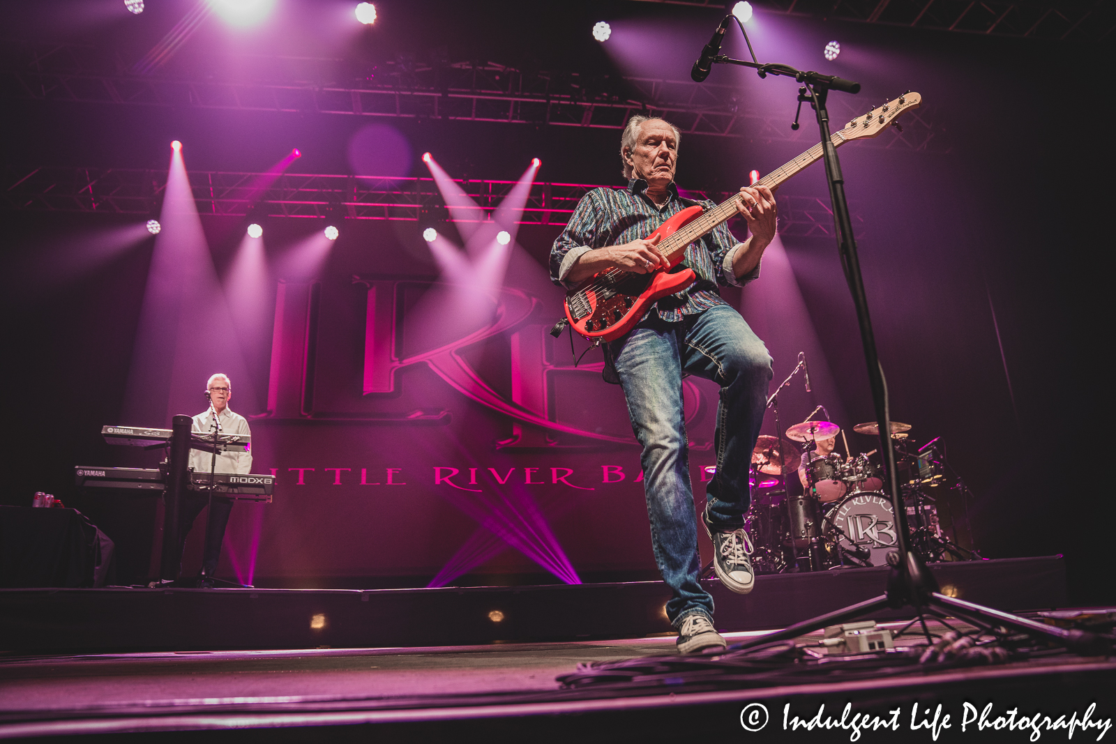 LRB frontman and bass player Wayne Nelson performing with guitarist keyboardist Chris Marion and drummer Ryan Ricks at Ameristar Casino in Kansas City, MO on March 25, 2023.