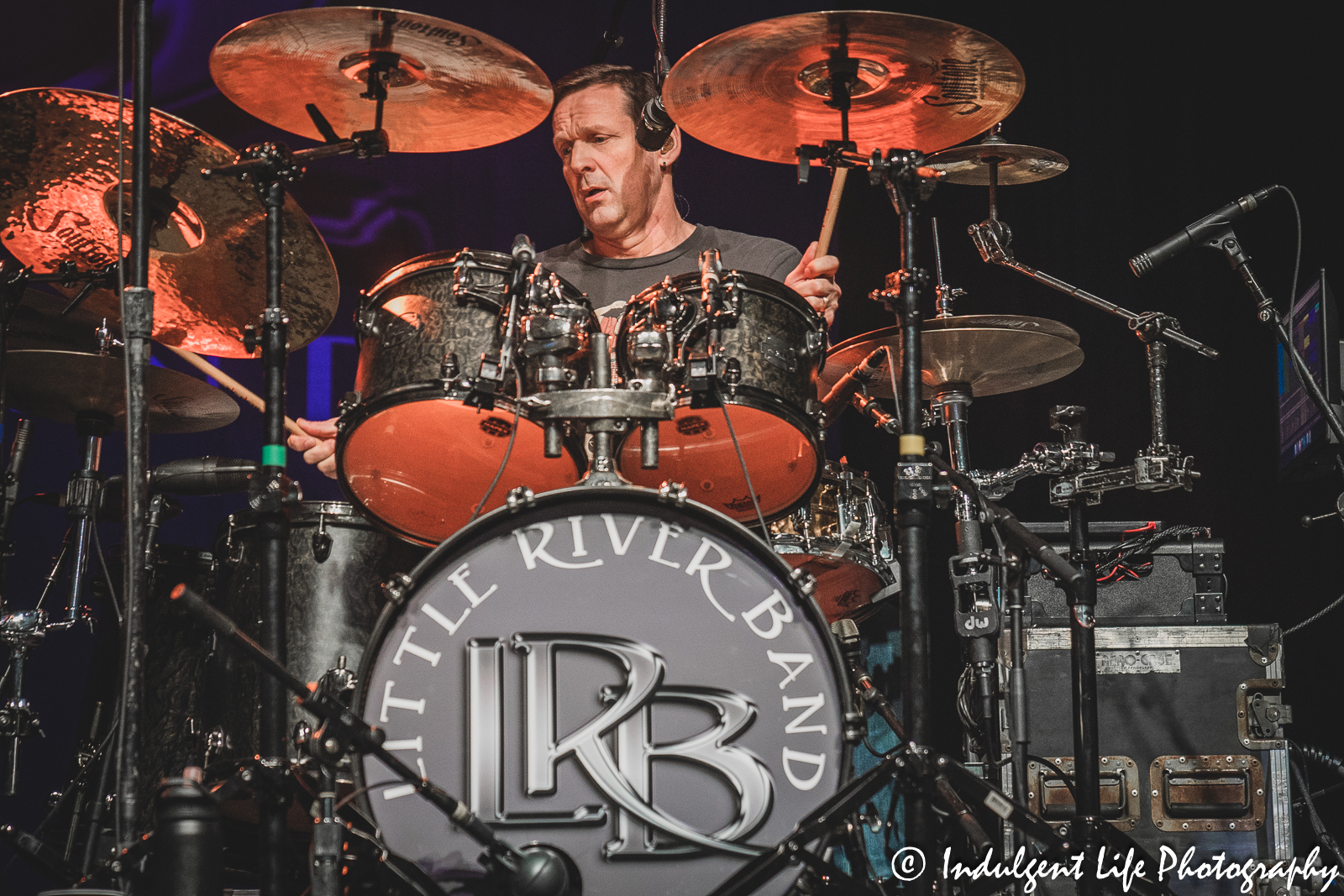 Drummer Ryan Ricks of Little River Band playing live in concert at Ameristar Casino's Star Pavilion in Kansas City, MO on March 25, 2023.