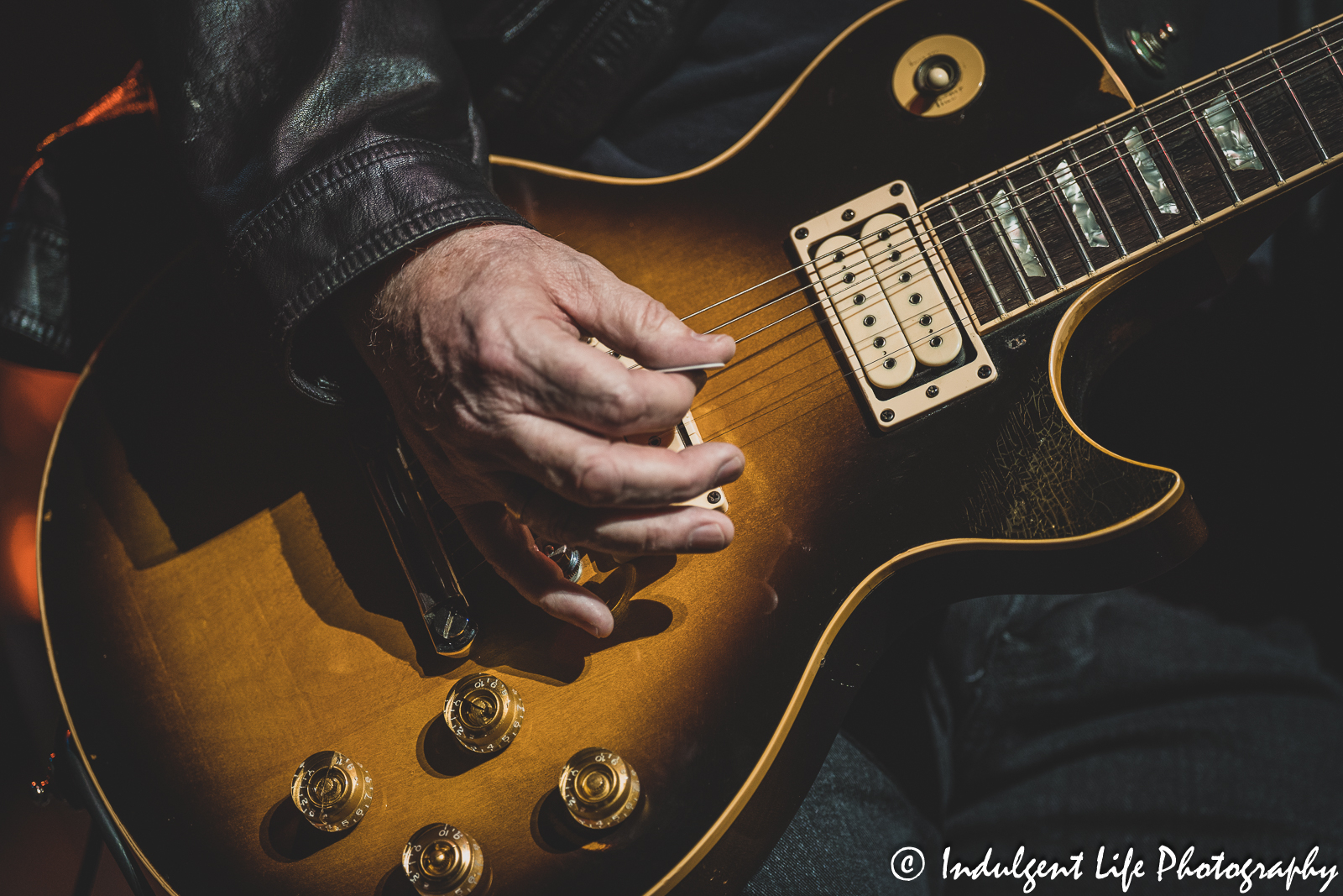 Guitar of Missouri the band member Rusty Crewse as he performs at Ameristar Casino in Kansas City, MO on March 18, 2023.