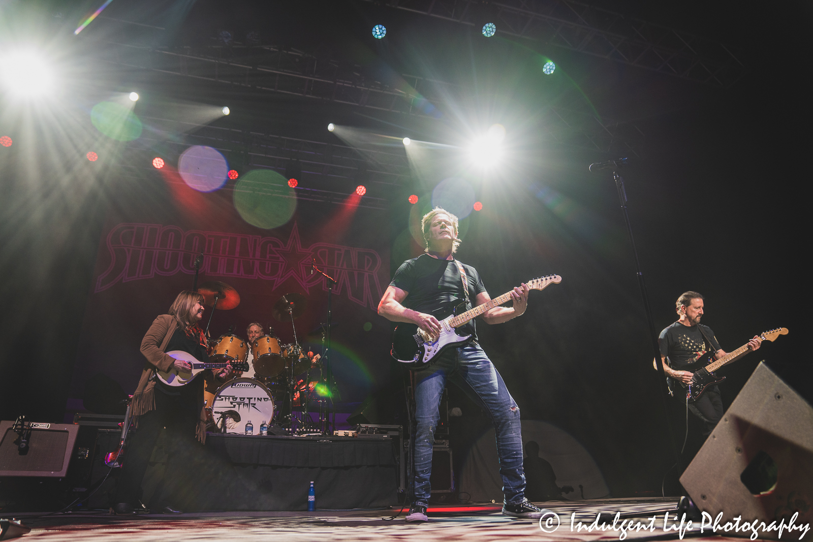 Lead singer Todd Pettygrove of Shooting Star performing with violin player Janet Jameson, guitarist Chet Galloway and drummer Steve Thomas at Ameristar Casino in Kansas City, MO on March 18, 2023.